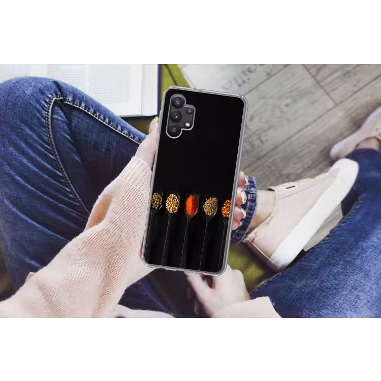Lepels - Specerijen - Zwart - Kruiden - Rustiek Telefoonhoesje Samsung Galaxy A32 5G klein -handA32_5G
