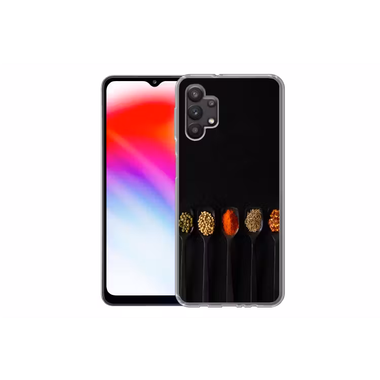 Lepels - Specerijen - Zwart - Kruiden - Rustiek Telefoonhoesje Samsung Galaxy A32 5G klein -dubbelA32_5G