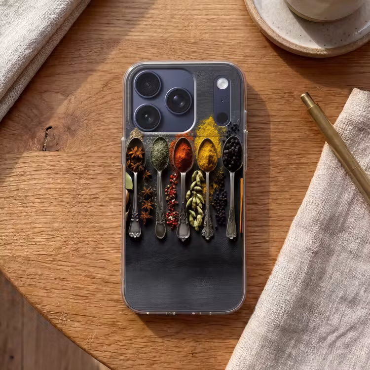 Lepels - Specerijen - Kaneel - Chili Telefoonhoesje iPhone 17 Pro klein -sfeer1