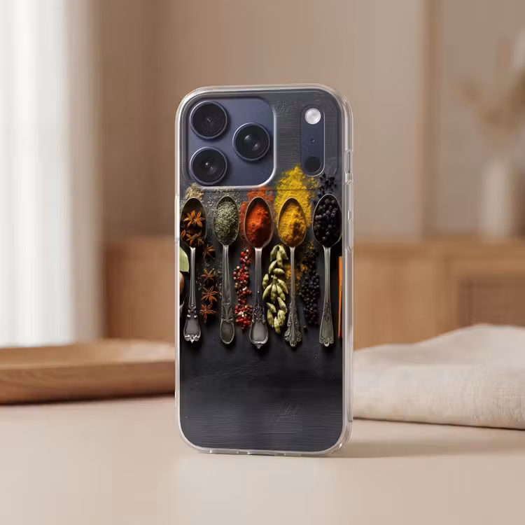 Lepels - Specerijen - Kaneel - Chili Telefoonhoesje iPhone 17 Pro klein -sfeer2