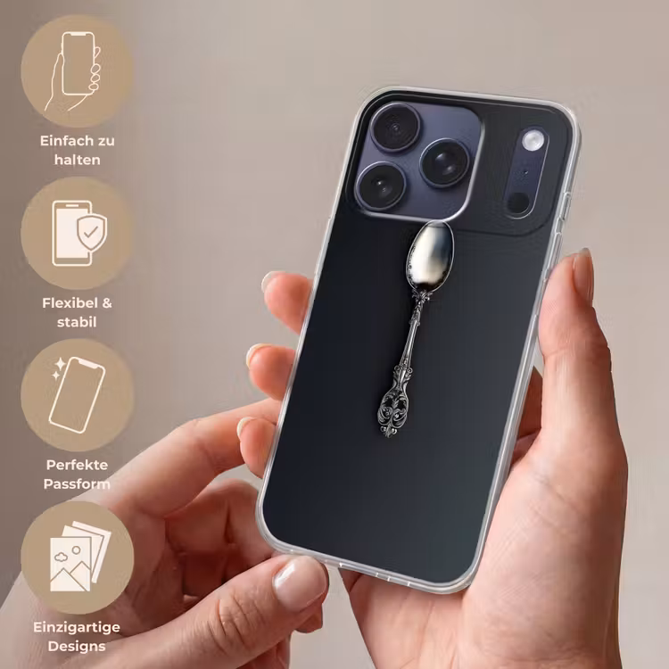 Lepel - Zilver - Metaal Telefoonhoesje iPhone 17 Pro klein -sfeer3_DE