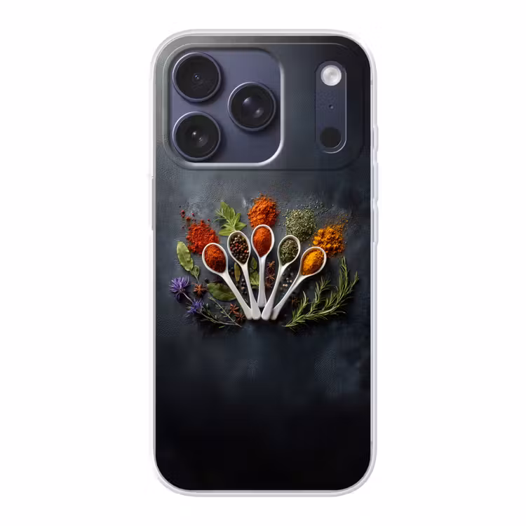 Lepels - Wit - Poeder - Kruiden Telefoonhoesje iPhone 17 Pro klein -3d