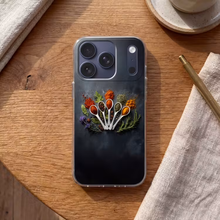 Lepels - Wit - Poeder - Kruiden Telefoonhoesje iPhone 17 Pro klein -sfeer1