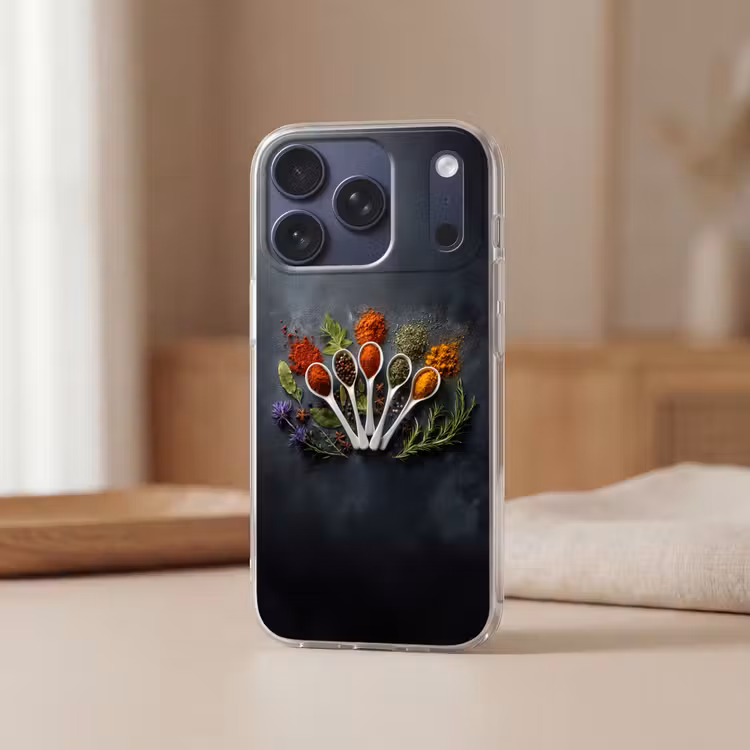 Lepels - Wit - Poeder - Kruiden Telefoonhoesje iPhone 17 Pro klein -sfeer2