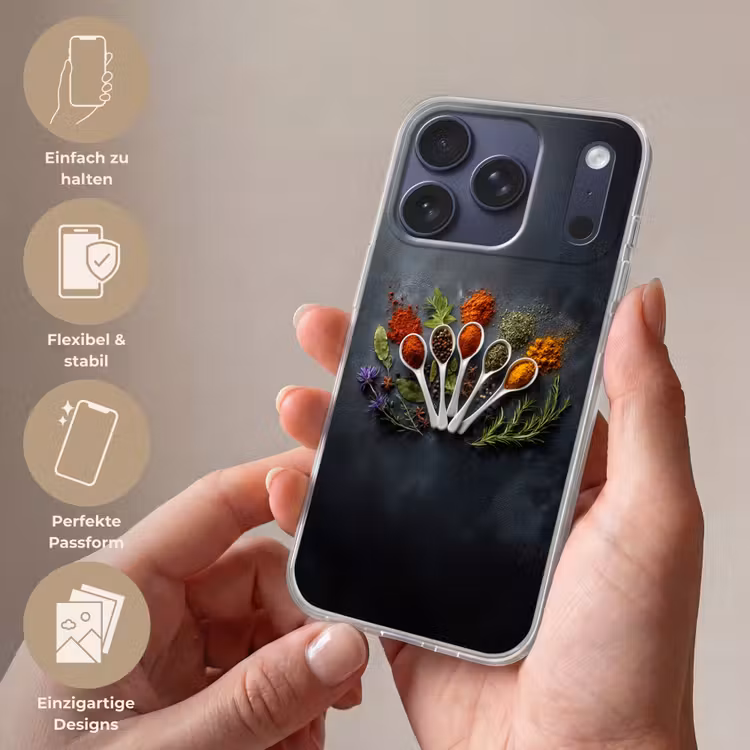 Lepels - Wit - Poeder - Kruiden Telefoonhoesje iPhone 17 Pro klein -sfeer3_DE