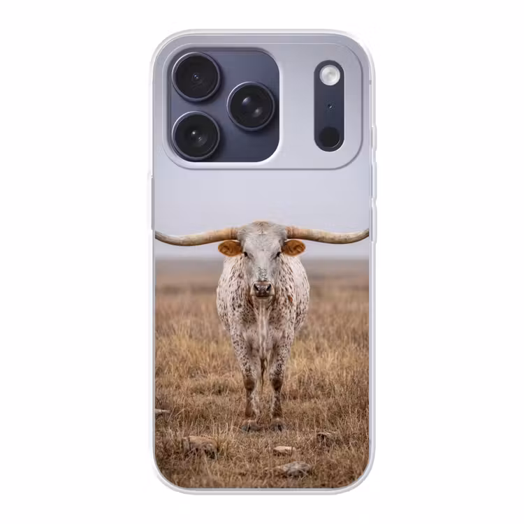 Longhorn - Grasveld - Dier Telefoonhoesje iPhone 17 Pro klein -3d