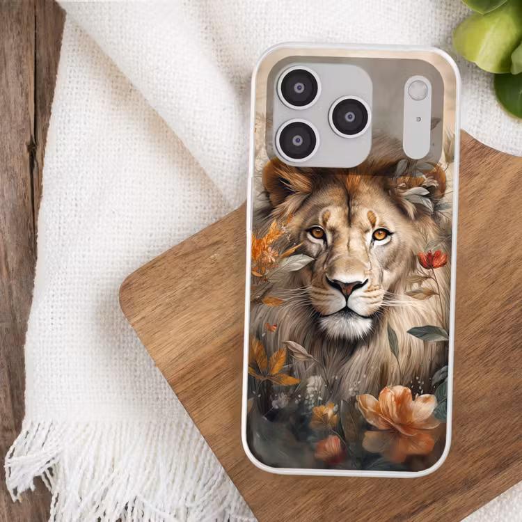 Leeuw - Wilde dieren - Planten - Natuur - Bloemen Telefoonhoesje iPhone 17 Pro klein -sfeer1