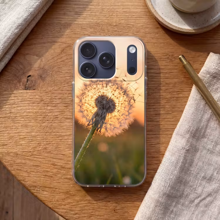 Paardenbloem - Zonsondergang - Veld Telefoonhoesje iPhone 17 Pro klein -sfeer1