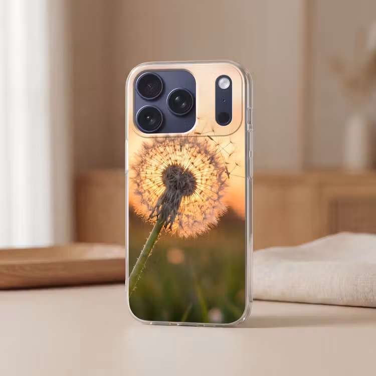 Paardenbloem - Zonsondergang - Veld Telefoonhoesje iPhone 17 Pro klein -sfeer2