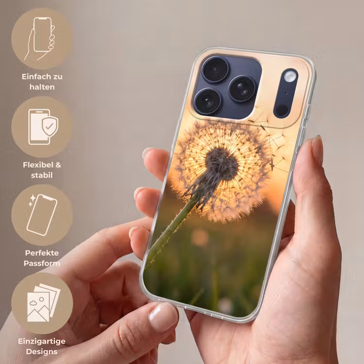 Paardenbloem - Zonsondergang - Veld Telefoonhoesje iPhone 17 Pro klein -sfeer3_DE