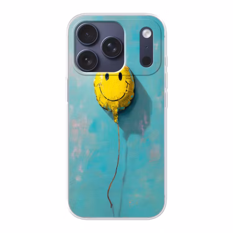 Ballon - Geel - Smiley Telefoonhoesje iPhone 17 Pro klein -3d
