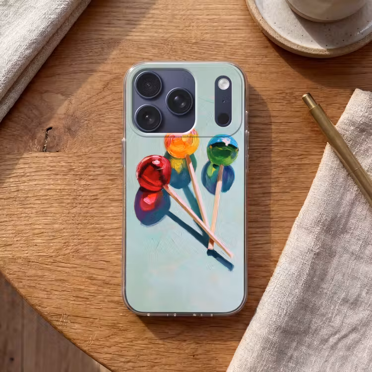 Lollys - Schaduw - Drie - Blauw Telefoonhoesje iPhone 17 Pro klein -sfeer1
