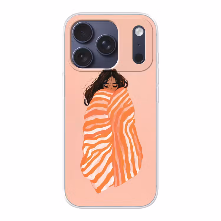 Meisje - Deken - Gestreept - Oranje Telefoonhoesje iPhone 17 Pro klein -3d