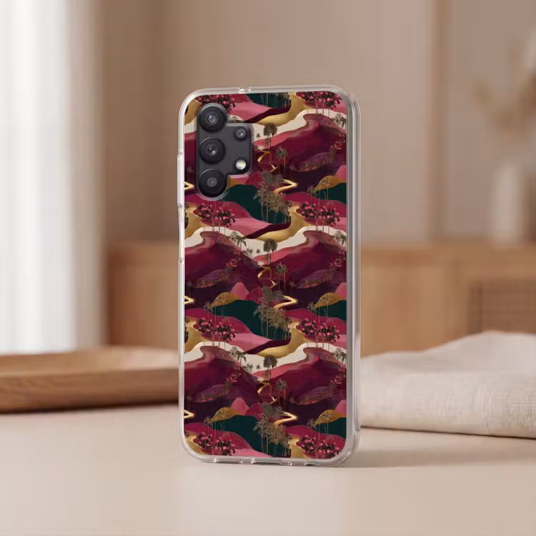 Magisch - Palmbomen - Goud Telefoonhoesje Samsung Galaxy A32 5G klein 346 -sfeer2