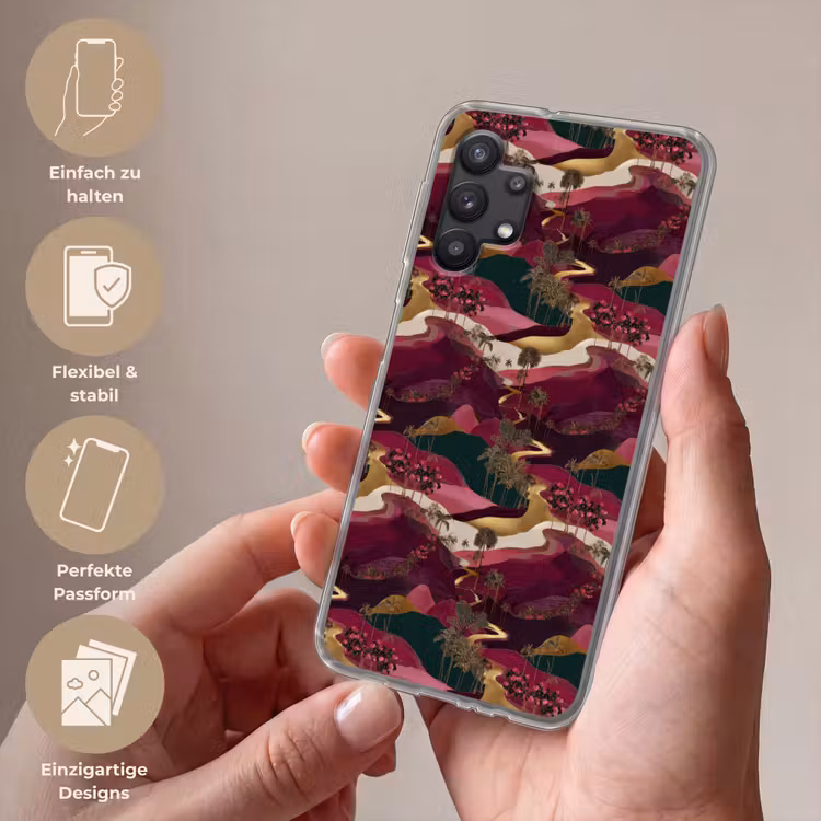 Magisch - Palmbomen - Goud Telefoonhoesje Samsung Galaxy A32 5G klein 346 -sfeer3_DE
