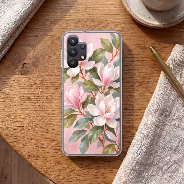 Magnolia's - Patroon - Roze Telefoonhoesje Samsung Galaxy A32 5G klein -sfeer1