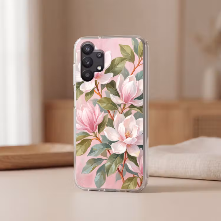 Magnolia's - Patroon - Roze Telefoonhoesje Samsung Galaxy A32 5G klein -sfeer2