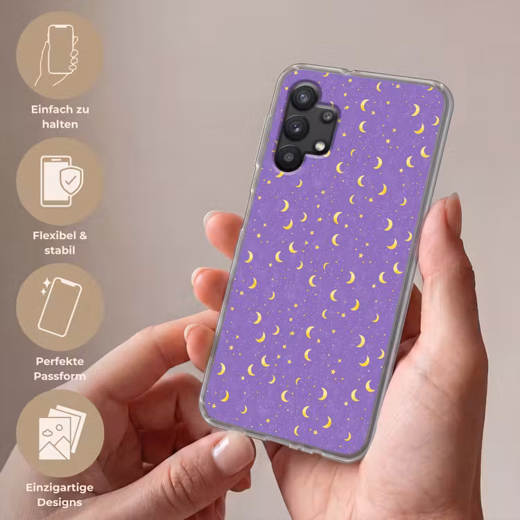 Manen - Sterren - Paars Telefoonhoesje Samsung Galaxy A32 5G klein 346 -sfeer3_DE