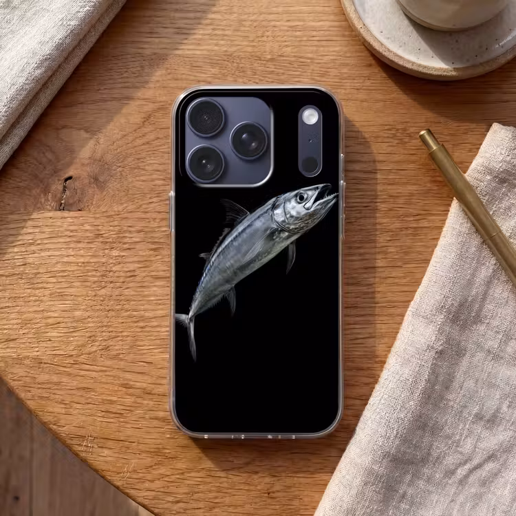 Makreel - Vis - Zwart Telefoonhoesje iPhone 17 Pro klein -sfeer1