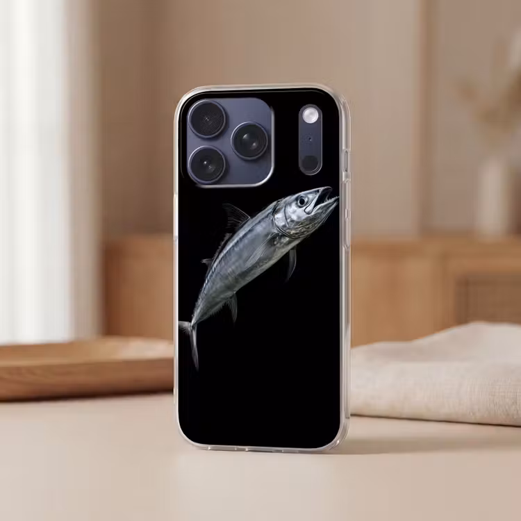 Makreel - Vis - Zwart Telefoonhoesje iPhone 17 Pro klein -sfeer2
