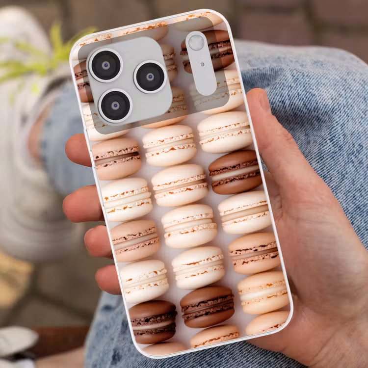 Macarons - Beige - Bruin Telefoonhoesje iPhone 17 Pro klein -sfeer2