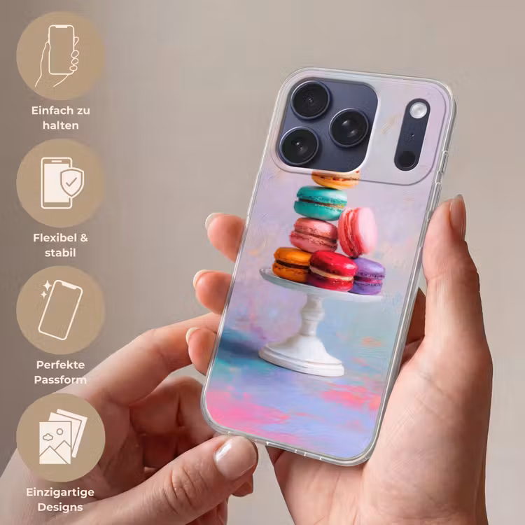 Macarons - Schaal - Pastel - Kleurrijk Telefoonhoesje iPhone 17 Pro klein -sfeer3_DE