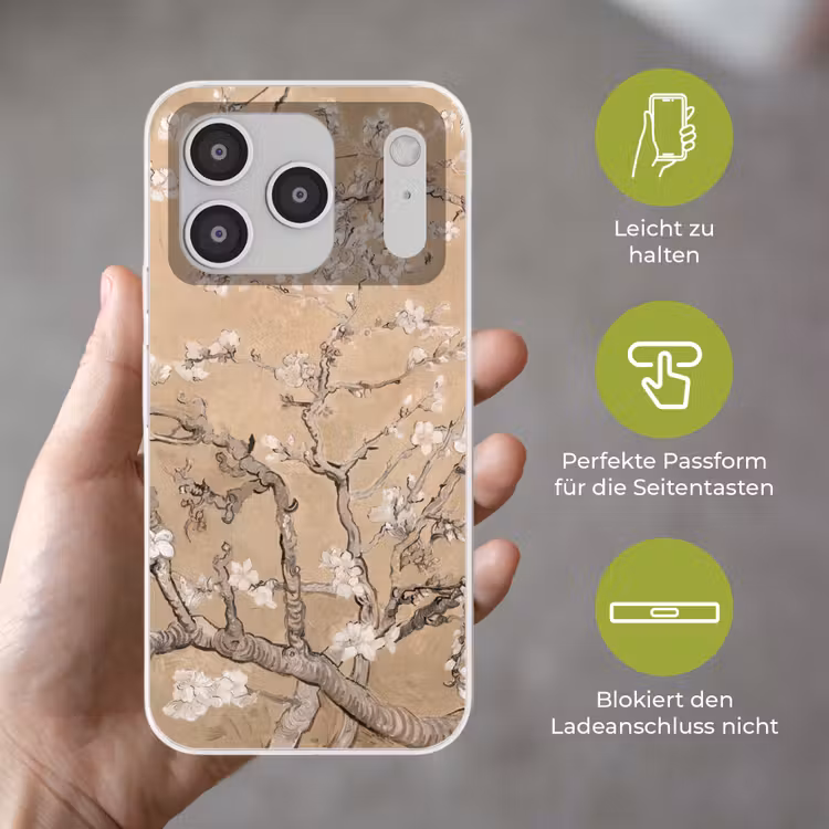 Amandelbloesem - Kunst - Van Gogh - Beige Telefoonhoesje iPhone 17 Pro klein -sfeer3_DE