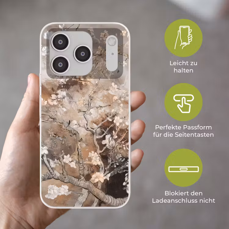 Amandelbloesem - Kunst - Van Gogh - Beige - Abstract Telefoonhoesje iPhone 17 Pro klein -sfeer3_DE