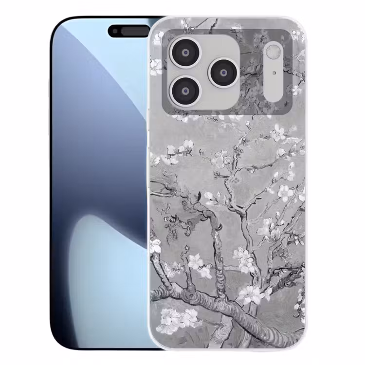 Amandelbloesem - Kunst - Van Gogh - Grijs Telefoonhoesje iPhone 17 Pro klein -3d