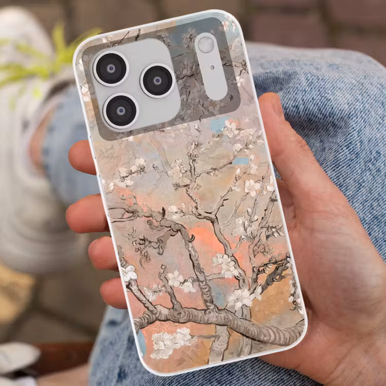 Amandelbloesem - Kunst - Van Gogh - Pastel Telefoonhoesje iPhone 17 Pro klein -sfeer2