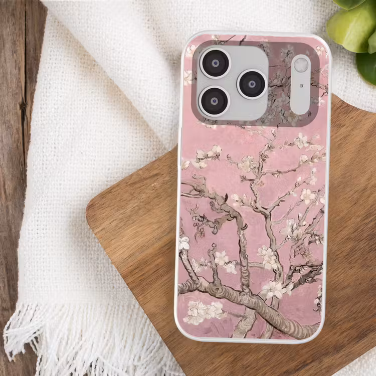 Amandelbloesem - Kunst - Van Gogh - Roze Telefoonhoesje iPhone 17 Pro klein -sfeer1