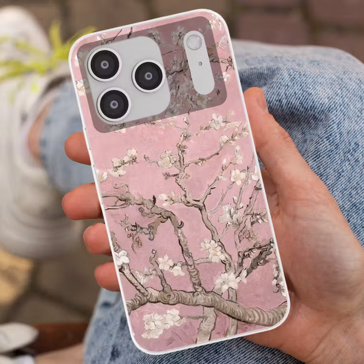 Amandelbloesem - Kunst - Van Gogh - Roze Telefoonhoesje iPhone 17 Pro klein -sfeer2