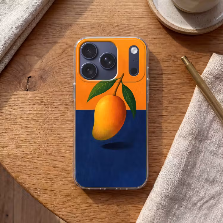 Mango - Vlakken - Bladeren - Oranje Telefoonhoesje iPhone 17 Pro klein -sfeer1