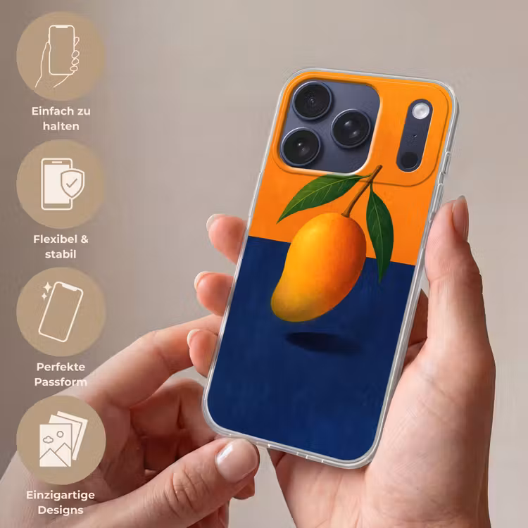 Mango - Vlakken - Bladeren - Oranje Telefoonhoesje iPhone 17 Pro klein -sfeer3_DE