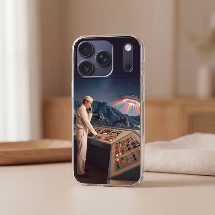 Handyhülle - Mann – Kontrollraum – Strand - Man - Controlekamer - Strand Telefoonhoesje iPhone 17 Pro klein