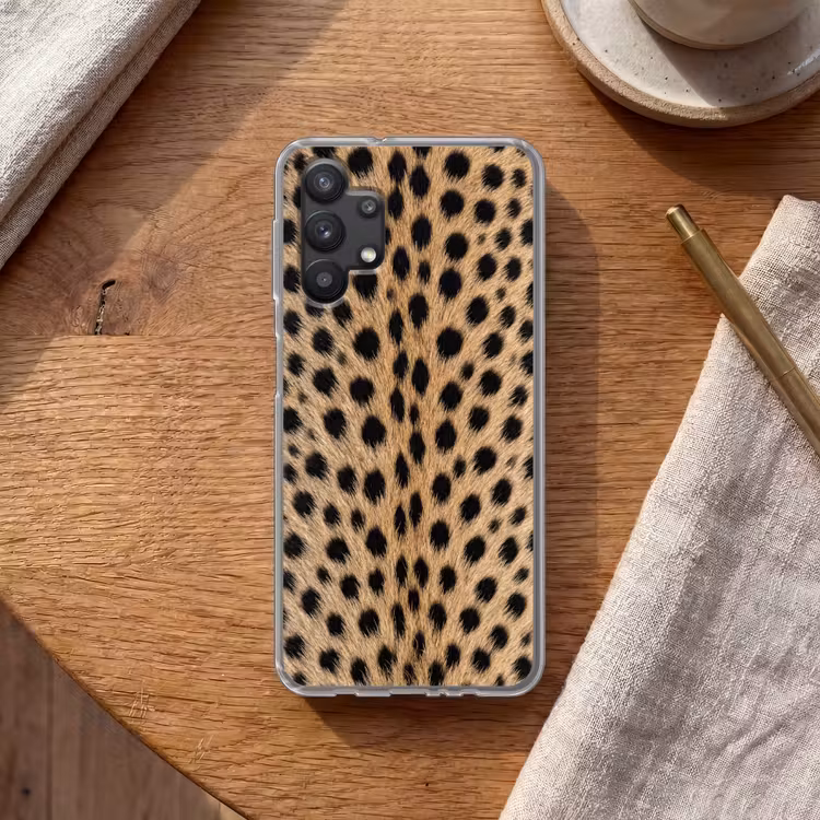 Vacht - Jachtluipaard - Zwart - Wit Telefoonhoesje Samsung Galaxy A32 5G klein -sfeer1
