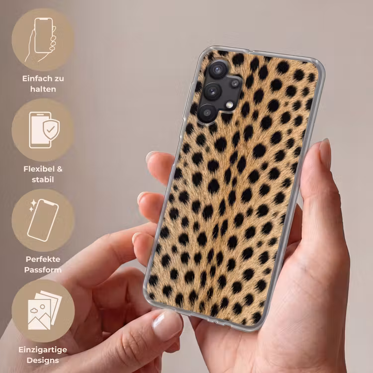 Vacht - Jachtluipaard - Zwart - Wit Telefoonhoesje Samsung Galaxy A32 5G klein -sfeer3_DE