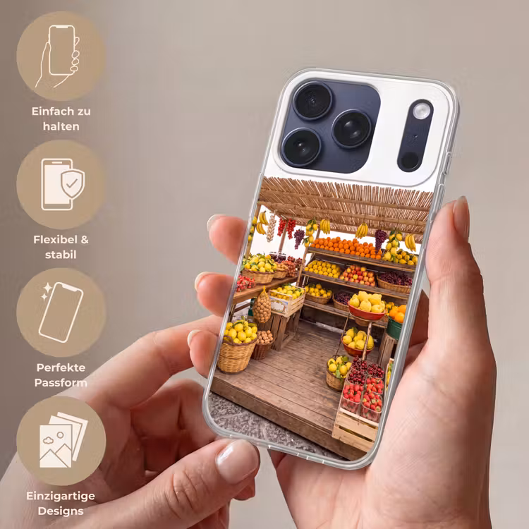 Handyhülle - Marktstand – Obst – Frisch - Marktkraam - Fruit - Vers Telefoonhoesje iPhone 17 Pro klein