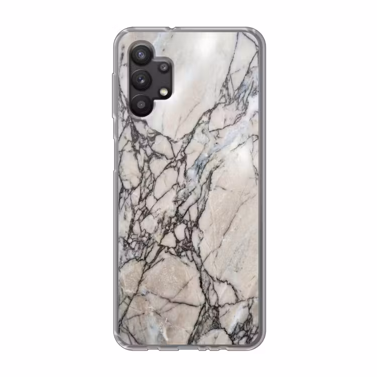 Marmer - Aderen - Patroon - Wit - Grijs Telefoonhoesje Samsung Galaxy A32 5G klein -3d