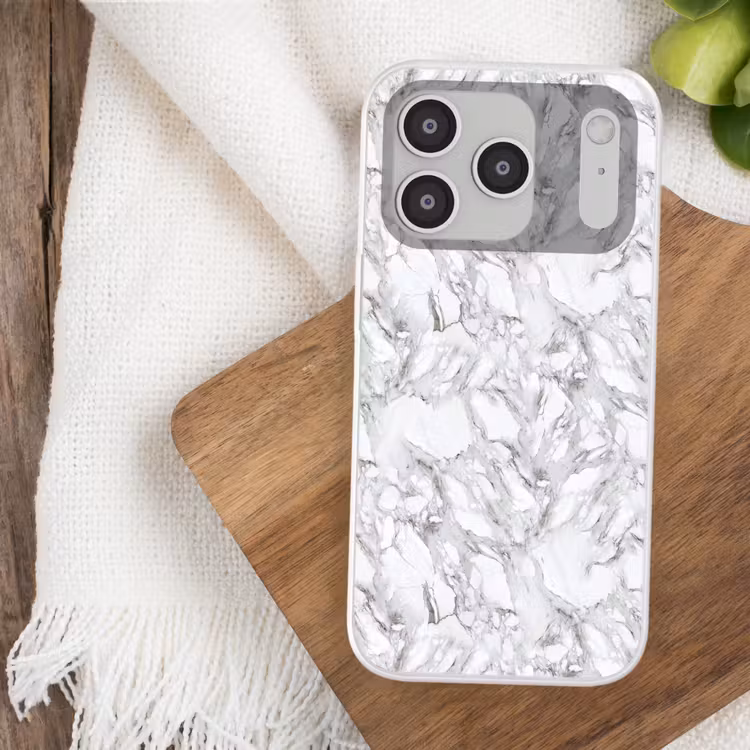 Marmer - Gelaagd - Brekend - Grijsstructuur Telefoonhoesje iPhone 17 Pro klein 878 -sfeer1