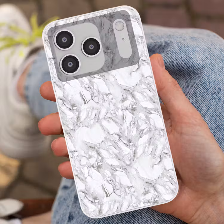 Marmer - Gelaagd - Brekend - Grijsstructuur Telefoonhoesje iPhone 17 Pro klein 878 -sfeer2