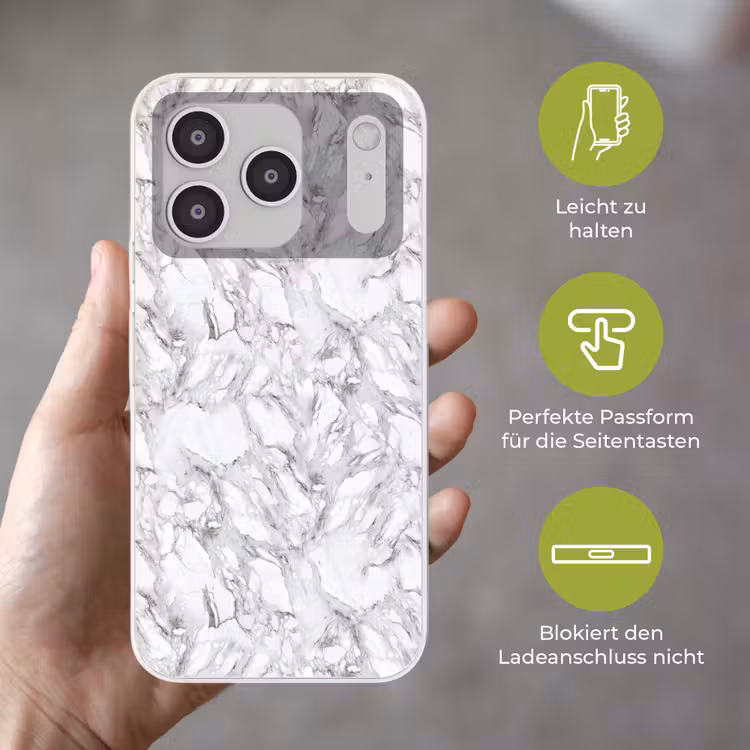 Marmer - Gelaagd - Brekend - Grijsstructuur Telefoonhoesje iPhone 17 Pro klein 878 -sfeer3_DE