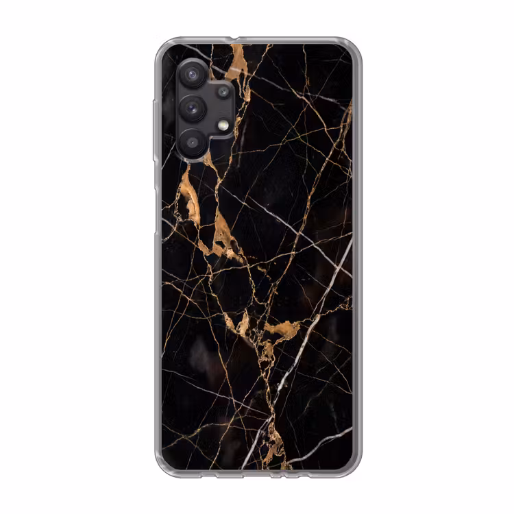Marmer - Goud - Abstract - Zwart Telefoonhoesje Samsung Galaxy A32 5G klein -3d
