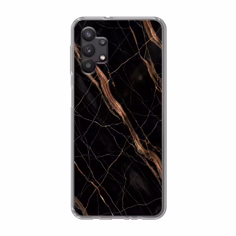 Marmer - Goud - Patroon - Luxe - Zwart Telefoonhoesje Samsung Galaxy A32 5G klein -3d