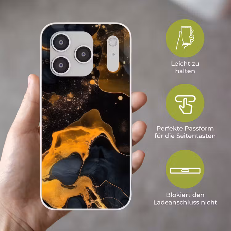 Marmer - Goud - Zwart - Abstract - Modern Telefoonhoesje iPhone 17 Pro klein -sfeer3_DE