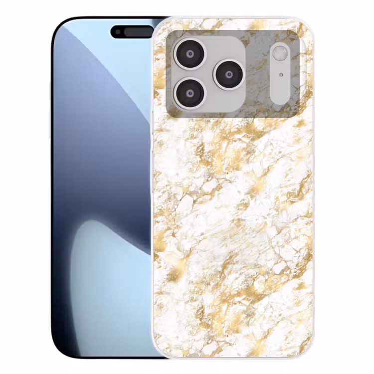 Marmer - Goud - Structuur Telefoonhoesje iPhone 17 Pro klein 878 -3d