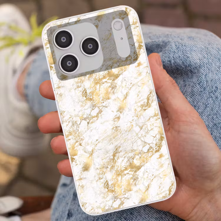 Marmer - Goud - Structuur Telefoonhoesje iPhone 17 Pro klein 878 -sfeer2