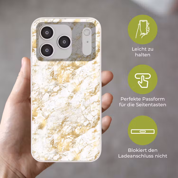 Marmer - Goud - Structuur Telefoonhoesje iPhone 17 Pro klein 878 -sfeer3_DE