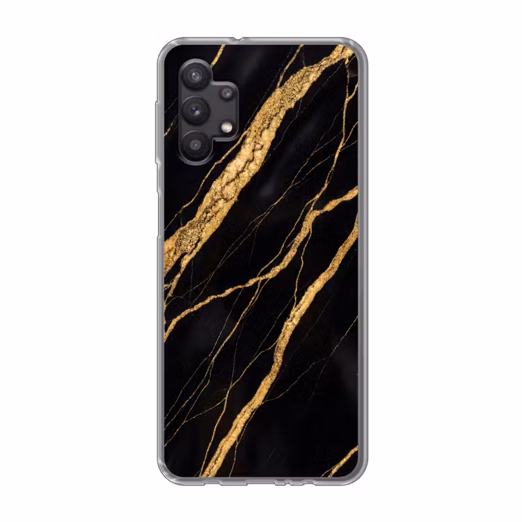 Marmer - Goud - Textuur - Abstract - Zwart Telefoonhoesje Samsung Galaxy A32 5G klein -3d