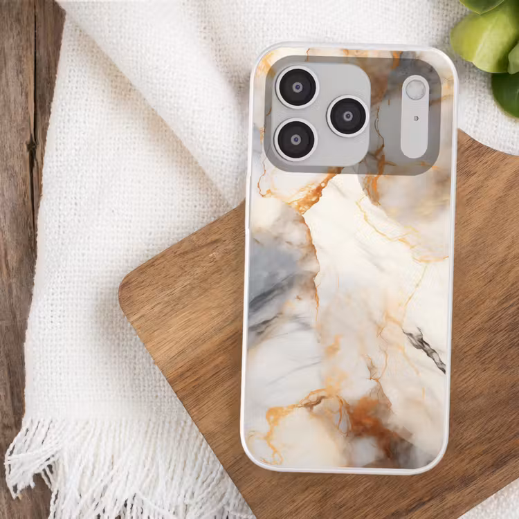 Marmer - Grijs - Goud Telefoonhoesje iPhone 17 Pro klein -sfeer1